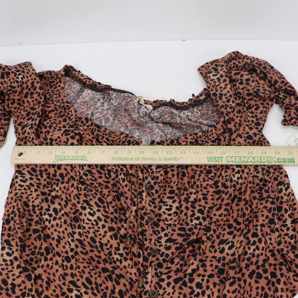 Rewind Shirt Womens XL Long Sleeve Boho Peasant Shirt Top Animal Print NWT - Picture 6 of 11